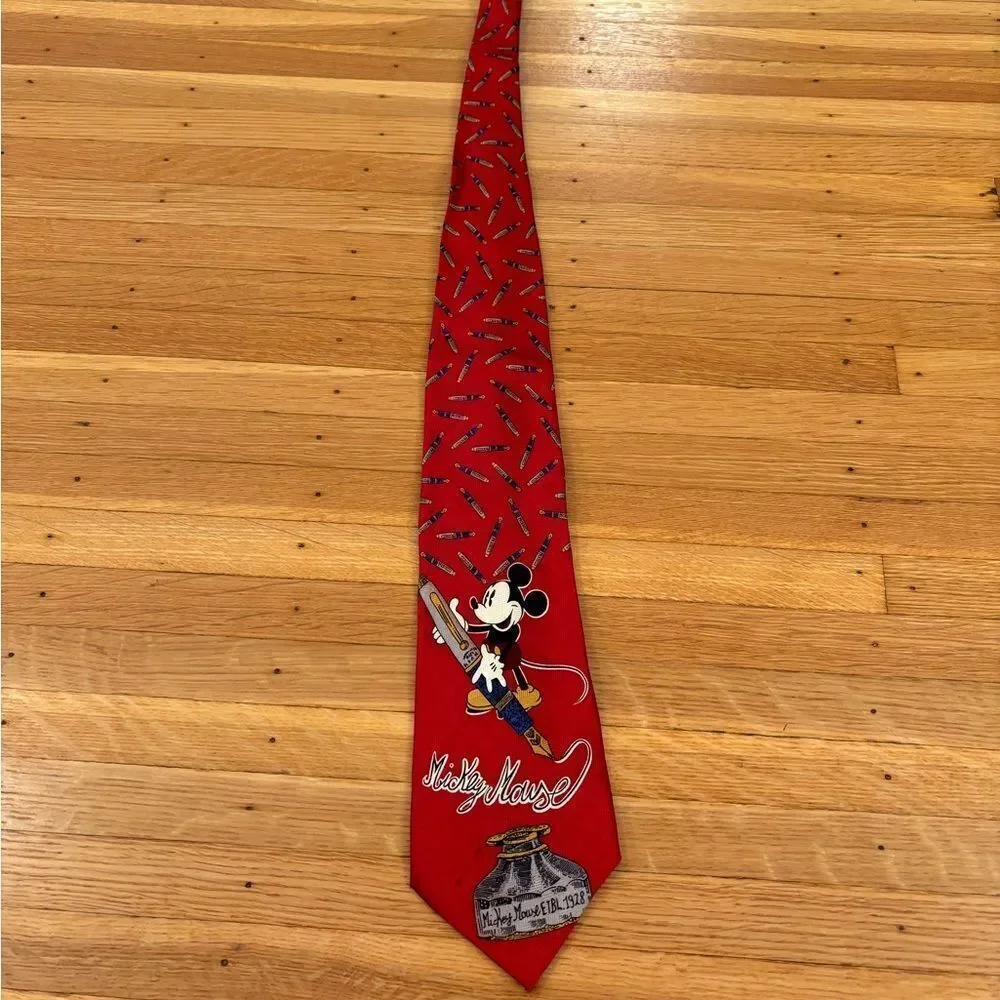 Disney Store Mickey Mouse vintage red silk tie